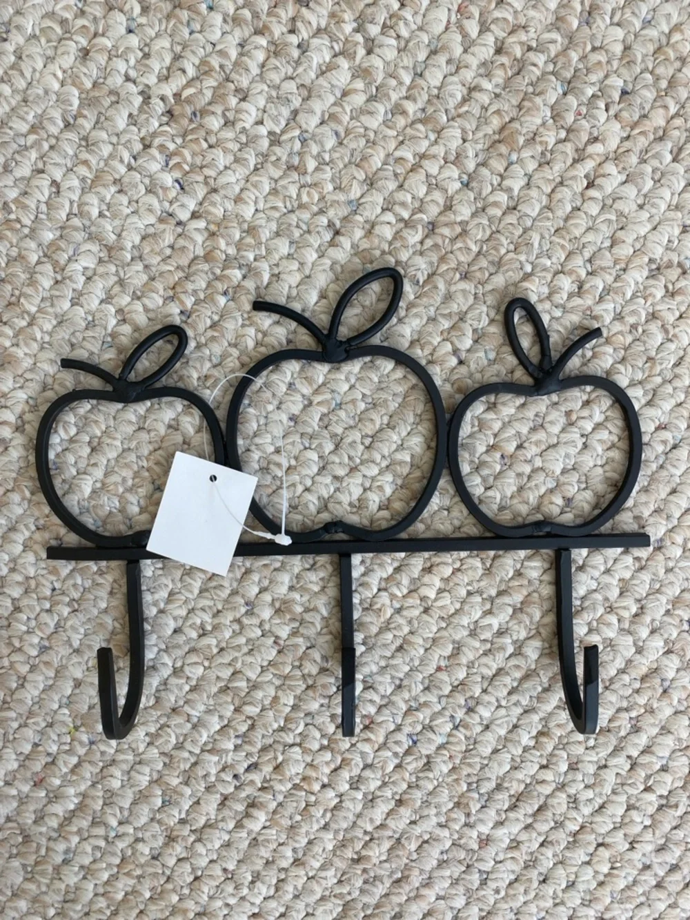 Black Apple Wall Hook Rack - Decorative Three-Hook Coat Hanger
